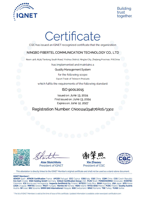 FIBERTEL -ISO9001 -IQNET